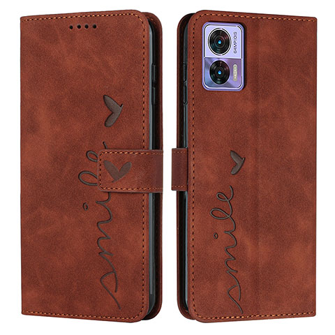 Funda de Cuero Cartera con Soporte Carcasa Y03X para Motorola Moto Edge 30 Lite 5G Marron