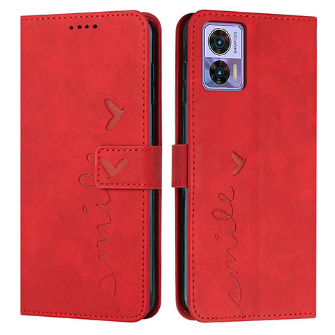 Funda de Cuero Cartera con Soporte Carcasa Y03X para Motorola Moto Edge 30 Lite 5G Rojo