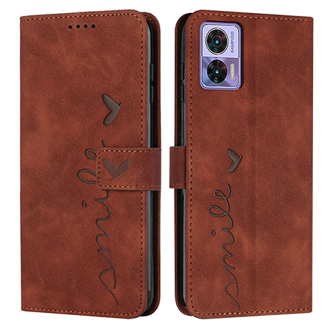 Funda de Cuero Cartera con Soporte Carcasa Y03X para Motorola Moto Edge 30 Neo 5G Marron