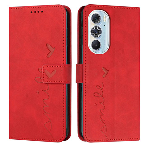 Funda de Cuero Cartera con Soporte Carcasa Y03X para Motorola Moto Edge 30 Pro 5G Rojo