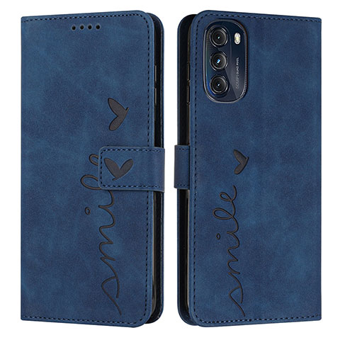 Funda de Cuero Cartera con Soporte Carcasa Y03X para Motorola Moto G 5G (2022) Azul