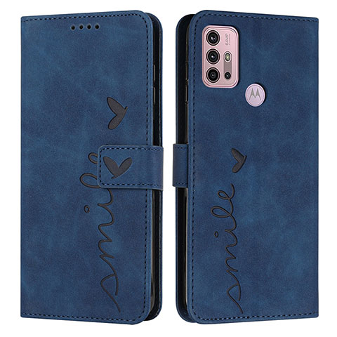 Funda de Cuero Cartera con Soporte Carcasa Y03X para Motorola Moto G10 Azul