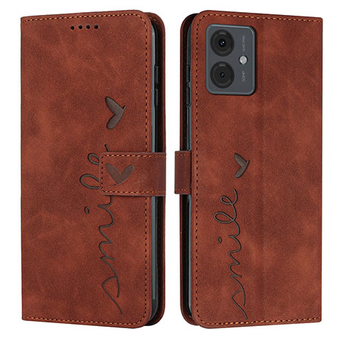 Funda de Cuero Cartera con Soporte Carcasa Y03X para Motorola Moto G14 Marron