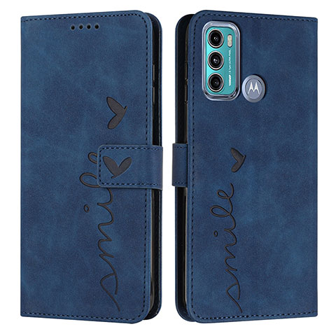 Funda de Cuero Cartera con Soporte Carcasa Y03X para Motorola Moto G40 Fusion Azul