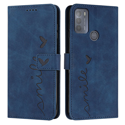 Funda de Cuero Cartera con Soporte Carcasa Y03X para Motorola Moto G50 Azul