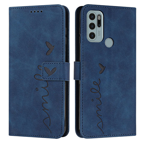 Funda de Cuero Cartera con Soporte Carcasa Y03X para Motorola Moto G60s Azul