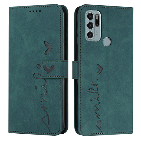 Funda de Cuero Cartera con Soporte Carcasa Y03X para Motorola Moto G60s Verde