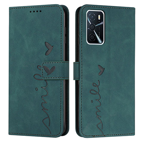 Funda de Cuero Cartera con Soporte Carcasa Y03X para Oppo A16s Verde