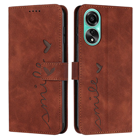 Funda de Cuero Cartera con Soporte Carcasa Y03X para Oppo A18 Marron