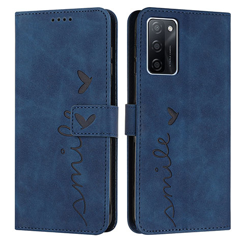 Funda de Cuero Cartera con Soporte Carcasa Y03X para Oppo A55S 5G Azul