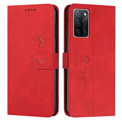 Funda de Cuero Cartera con Soporte Carcasa Y03X para Oppo A55S 5G Rojo