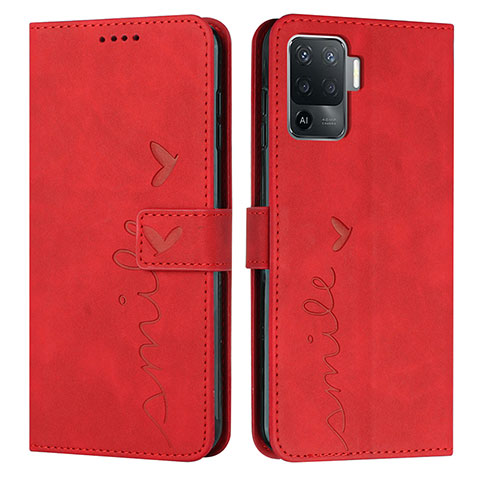 Funda de Cuero Cartera con Soporte Carcasa Y03X para Oppo A94 4G Rojo