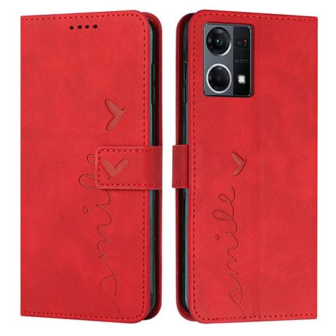 Funda de Cuero Cartera con Soporte Carcasa Y03X para Oppo F21s Pro 4G Rojo