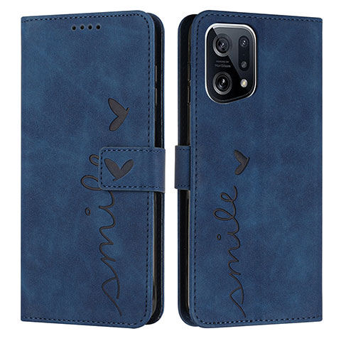 Funda de Cuero Cartera con Soporte Carcasa Y03X para Oppo Find X5 5G Azul