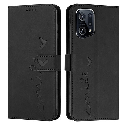 Funda de Cuero Cartera con Soporte Carcasa Y03X para Oppo Find X5 5G Negro