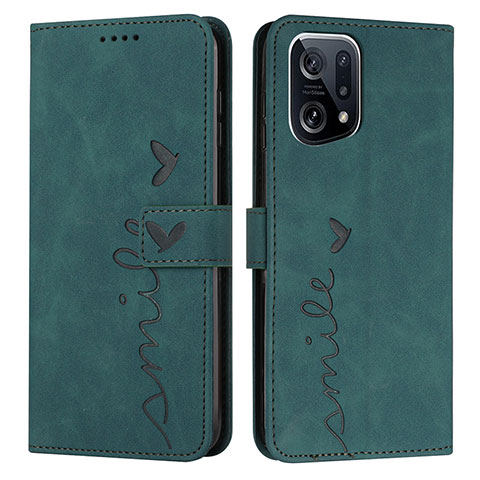 Funda de Cuero Cartera con Soporte Carcasa Y03X para Oppo Find X5 Pro 5G Verde