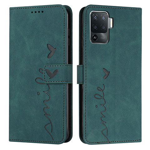 Funda de Cuero Cartera con Soporte Carcasa Y03X para Oppo Reno5 Lite Verde