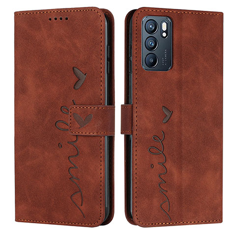 Funda de Cuero Cartera con Soporte Carcasa Y03X para Oppo Reno6 5G Marron