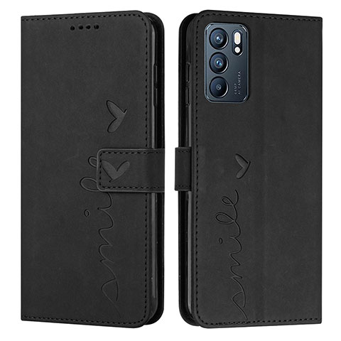 Funda de Cuero Cartera con Soporte Carcasa Y03X para Oppo Reno6 5G Negro