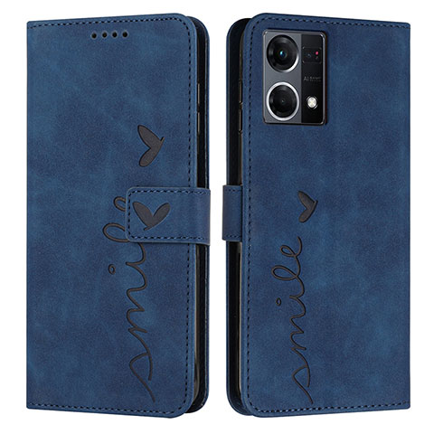 Funda de Cuero Cartera con Soporte Carcasa Y03X para Oppo Reno7 4G Azul