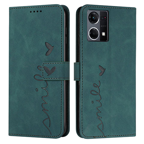 Funda de Cuero Cartera con Soporte Carcasa Y03X para Oppo Reno7 4G Verde