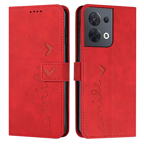 Funda de Cuero Cartera con Soporte Carcasa Y03X para Oppo Reno8 5G Rojo