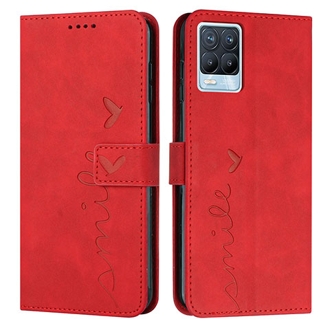 Funda de Cuero Cartera con Soporte Carcasa Y03X para Realme 8 4G Rojo