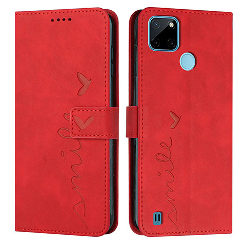 Funda de Cuero Cartera con Soporte Carcasa Y03X para Realme C21Y Rojo