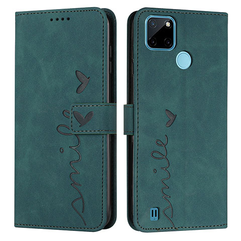 Funda de Cuero Cartera con Soporte Carcasa Y03X para Realme C25Y India Verde