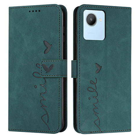 Funda de Cuero Cartera con Soporte Carcasa Y03X para Realme C30s Verde