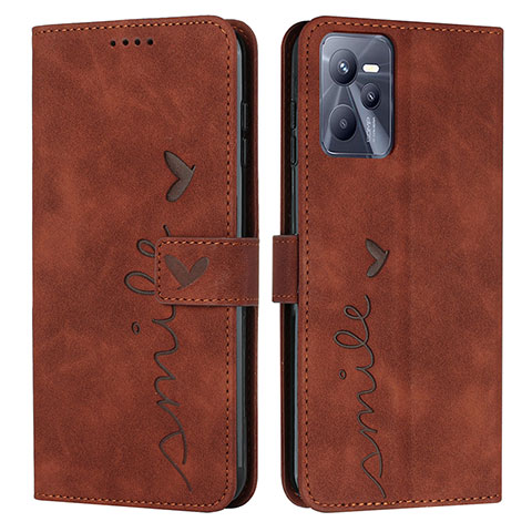 Funda de Cuero Cartera con Soporte Carcasa Y03X para Realme C35 Marron