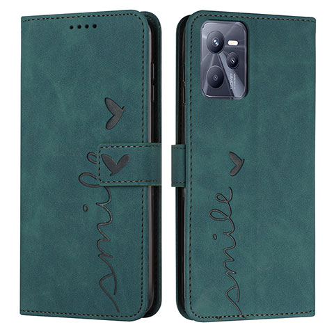 Funda de Cuero Cartera con Soporte Carcasa Y03X para Realme C35 Verde