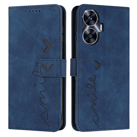 Funda de Cuero Cartera con Soporte Carcasa Y03X para Realme C55 Azul