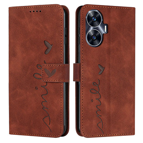 Funda de Cuero Cartera con Soporte Carcasa Y03X para Realme C55 Marron