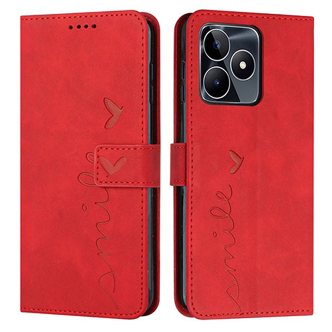 Funda de Cuero Cartera con Soporte Carcasa Y03X para Realme C67 Rojo