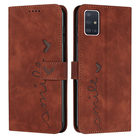 Funda de Cuero Cartera con Soporte Carcasa Y03X para Samsung Galaxy A51 4G Marron