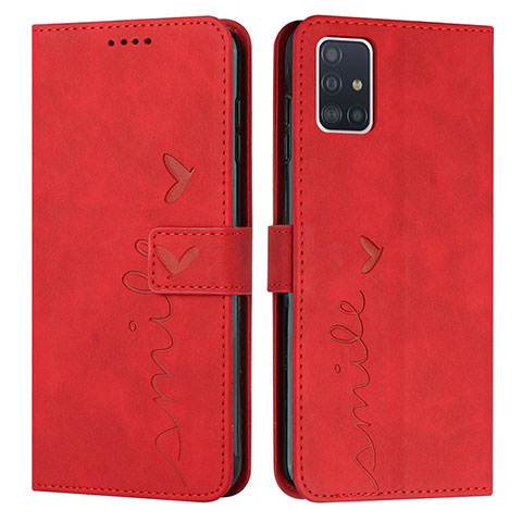 Funda de Cuero Cartera con Soporte Carcasa Y03X para Samsung Galaxy A51 5G Rojo