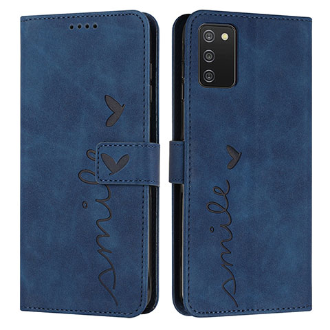 Funda de Cuero Cartera con Soporte Carcasa Y03X para Samsung Galaxy F02S SM-E025F Azul