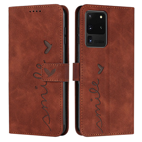 Funda de Cuero Cartera con Soporte Carcasa Y03X para Samsung Galaxy S20 Ultra 5G Marron