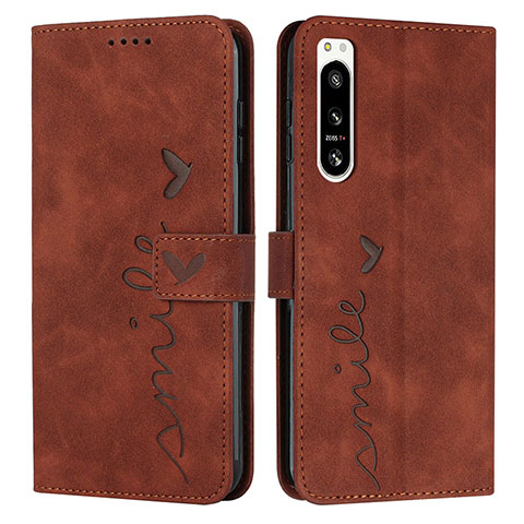 Funda de Cuero Cartera con Soporte Carcasa Y03X para Sony Xperia 5 IV Marron