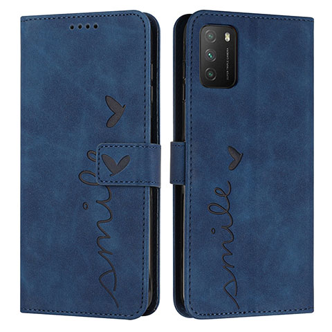 Funda de Cuero Cartera con Soporte Carcasa Y03X para Xiaomi Poco M3 Azul