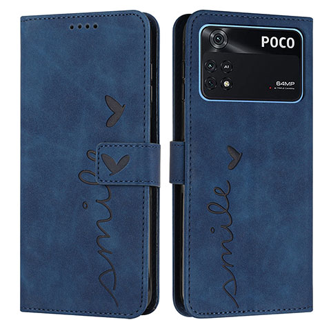 Funda de Cuero Cartera con Soporte Carcasa Y03X para Xiaomi Poco M4 Pro 4G Azul