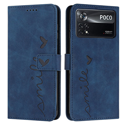 Funda de Cuero Cartera con Soporte Carcasa Y03X para Xiaomi Poco X4 Pro 5G Azul