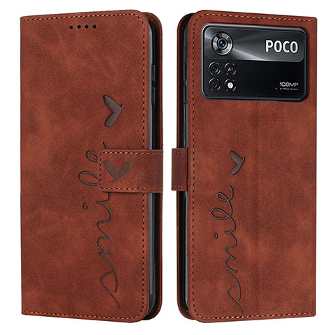 Funda de Cuero Cartera con Soporte Carcasa Y03X para Xiaomi Poco X4 Pro 5G Marron