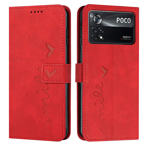 Funda de Cuero Cartera con Soporte Carcasa Y03X para Xiaomi Poco X4 Pro 5G Rojo