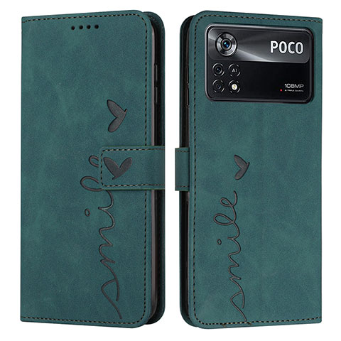 Funda de Cuero Cartera con Soporte Carcasa Y03X para Xiaomi Poco X4 Pro 5G Verde