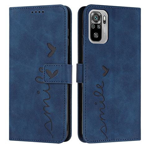 Funda de Cuero Cartera con Soporte Carcasa Y03X para Xiaomi Redmi Note 10 4G Azul