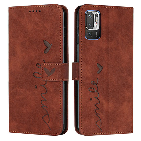 Funda de Cuero Cartera con Soporte Carcasa Y03X para Xiaomi Redmi Note 10 5G Marron