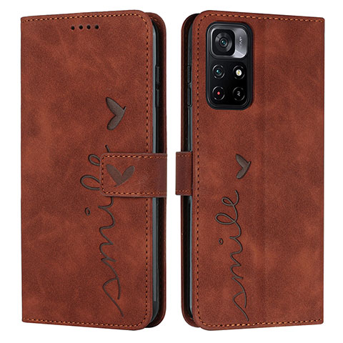 Funda de Cuero Cartera con Soporte Carcasa Y03X para Xiaomi Redmi Note 11 5G Marron