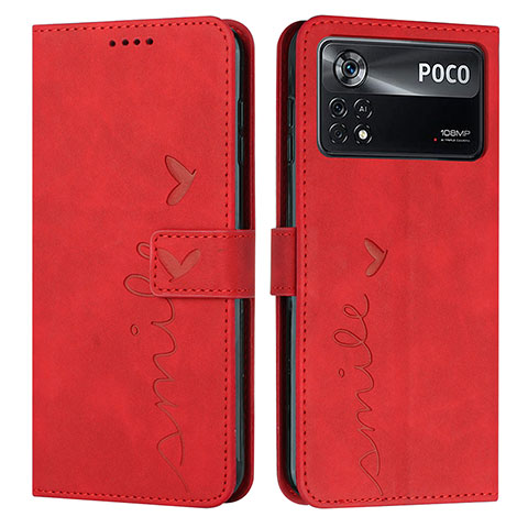 Funda de Cuero Cartera con Soporte Carcasa Y03X para Xiaomi Redmi Note 11E Pro 5G Rojo